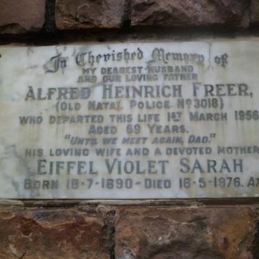 FREER Alfred Heinrich -1956 &amp; Eiffel Violet Sarah 1890-1976