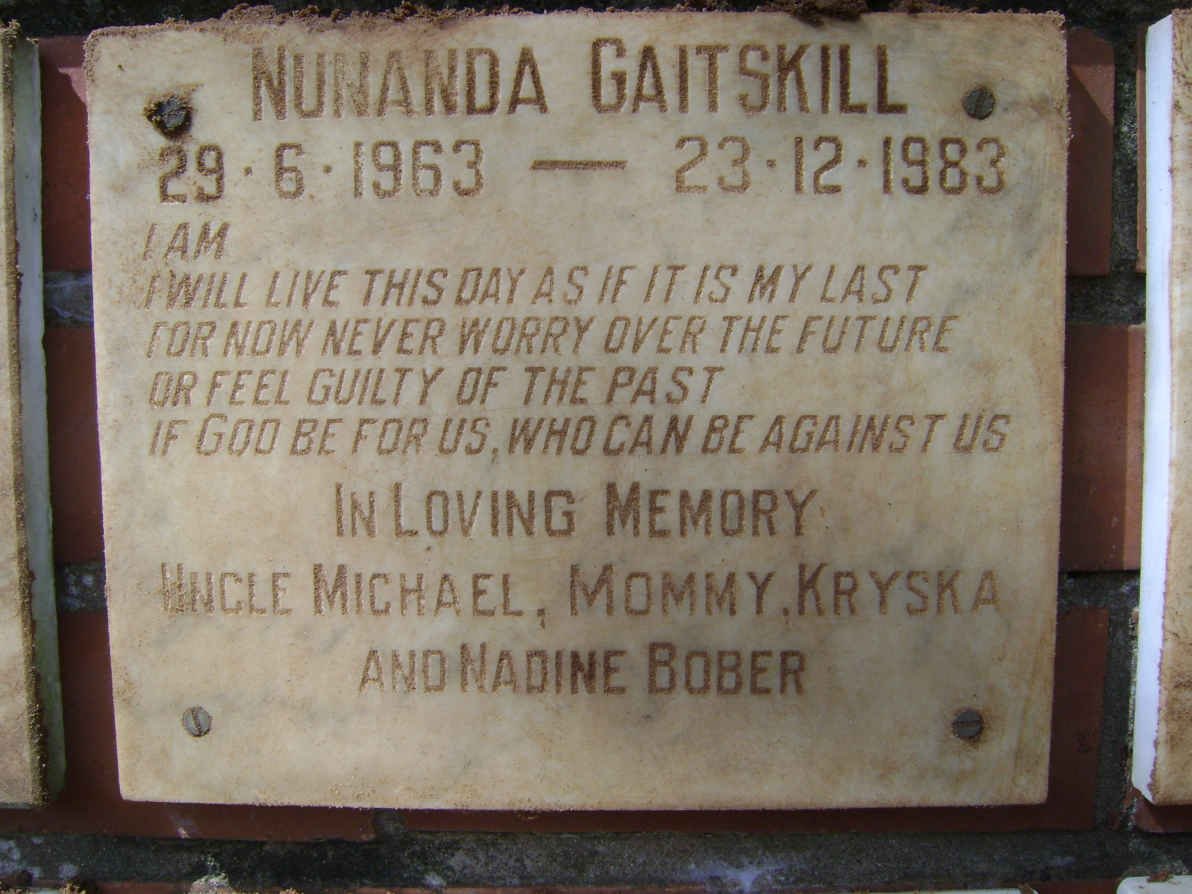 GAITSKILL Nunanda 1963-1983