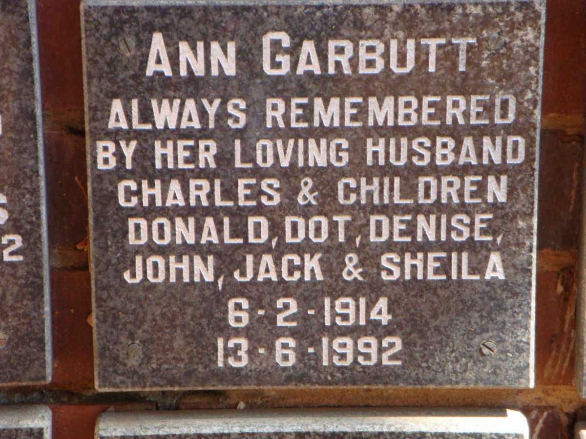 GARBUTT Ann 1914-1992
