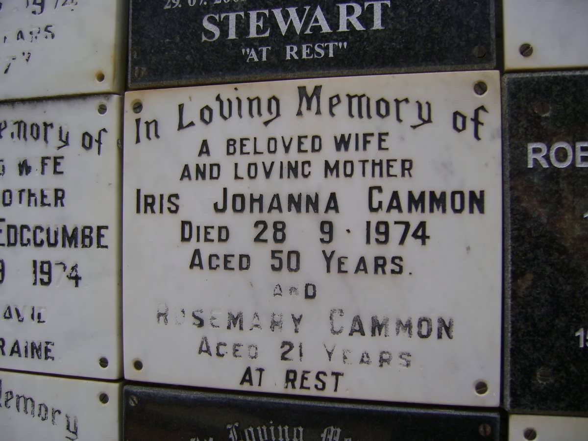 GAMMON Iris Johanna -1974 :: GAMMON Rosemary