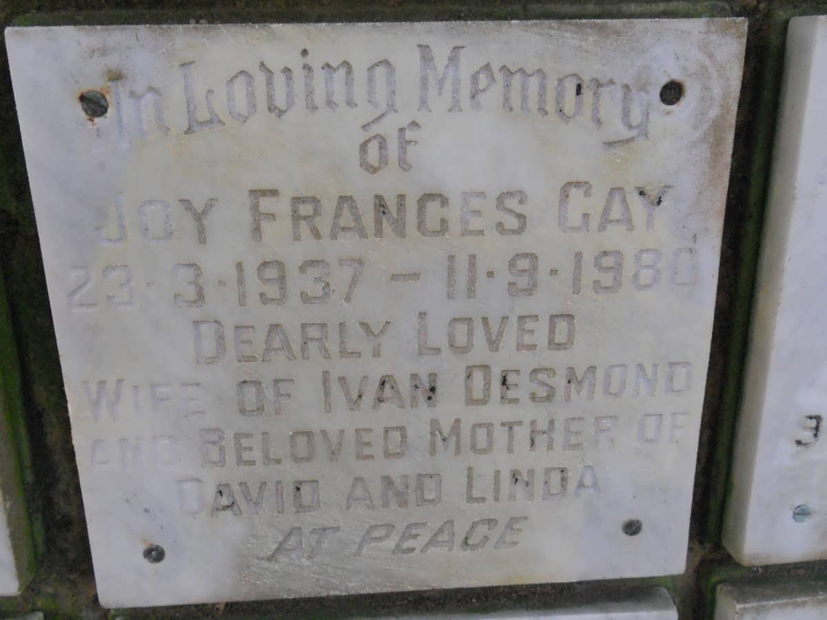 GAY Joy Frances 1937-1980