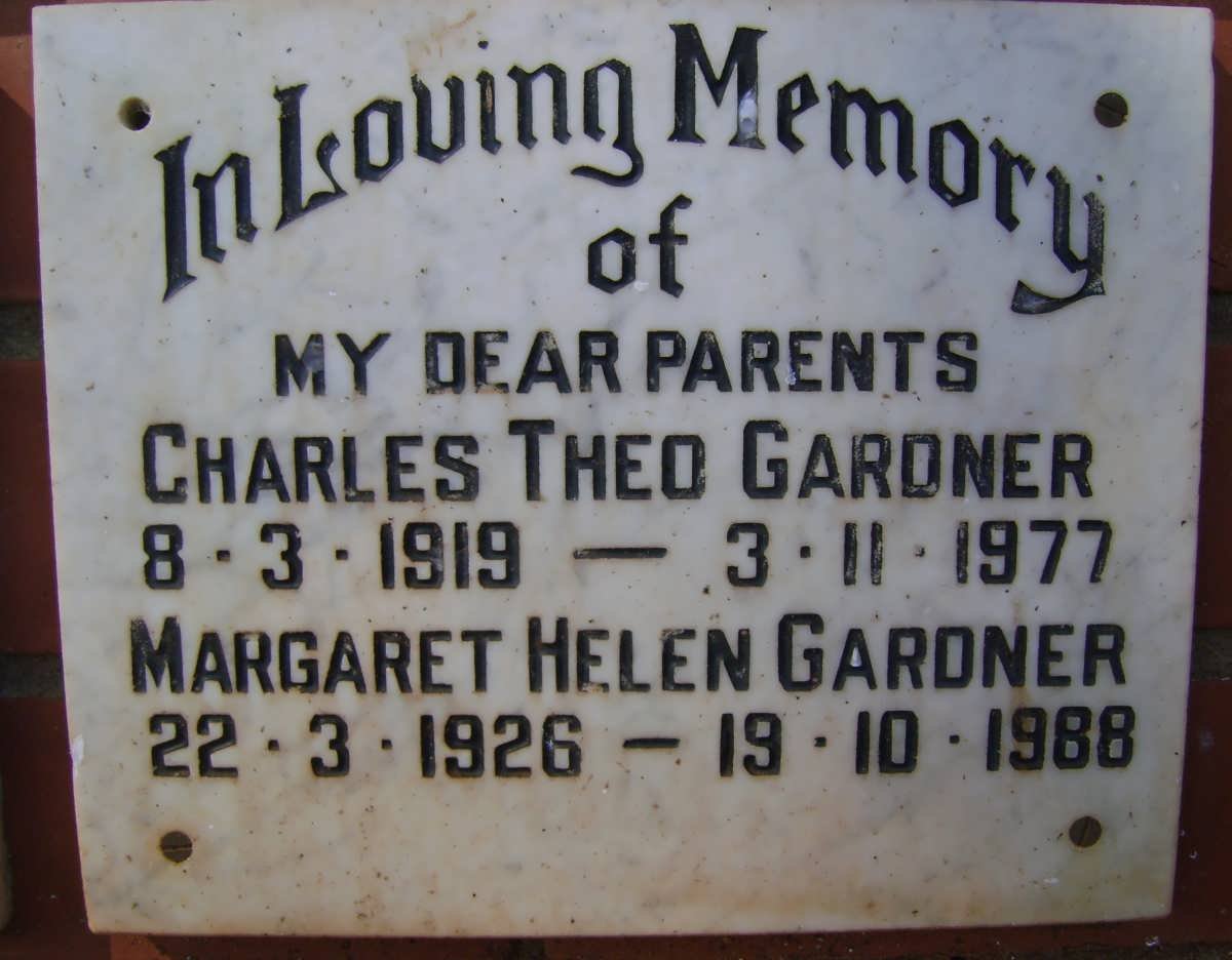 GARDNER Charles Theo 1919-1977 &amp; Margaret Helen 1926-1988