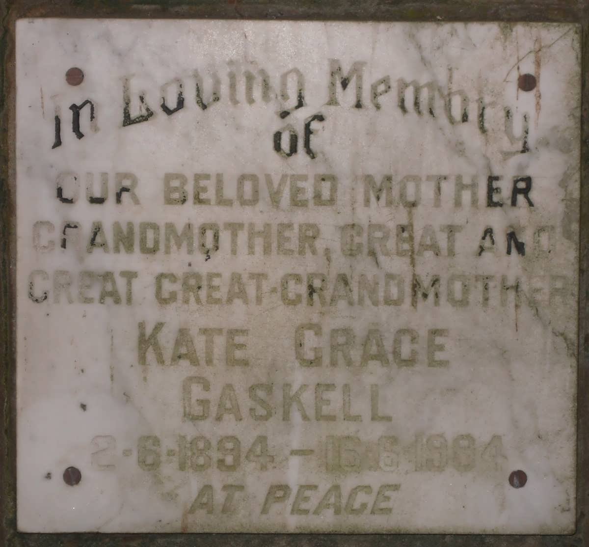 GASKELL Kate Grace 1894-1984