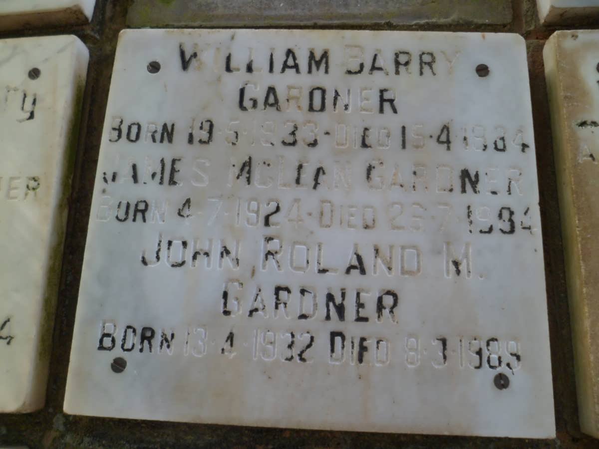 GARDNER James McLEAN 1924-1984 :: GARDNER John Roland M. 1932-1989 :: GARDNER William Barry 1933-1984