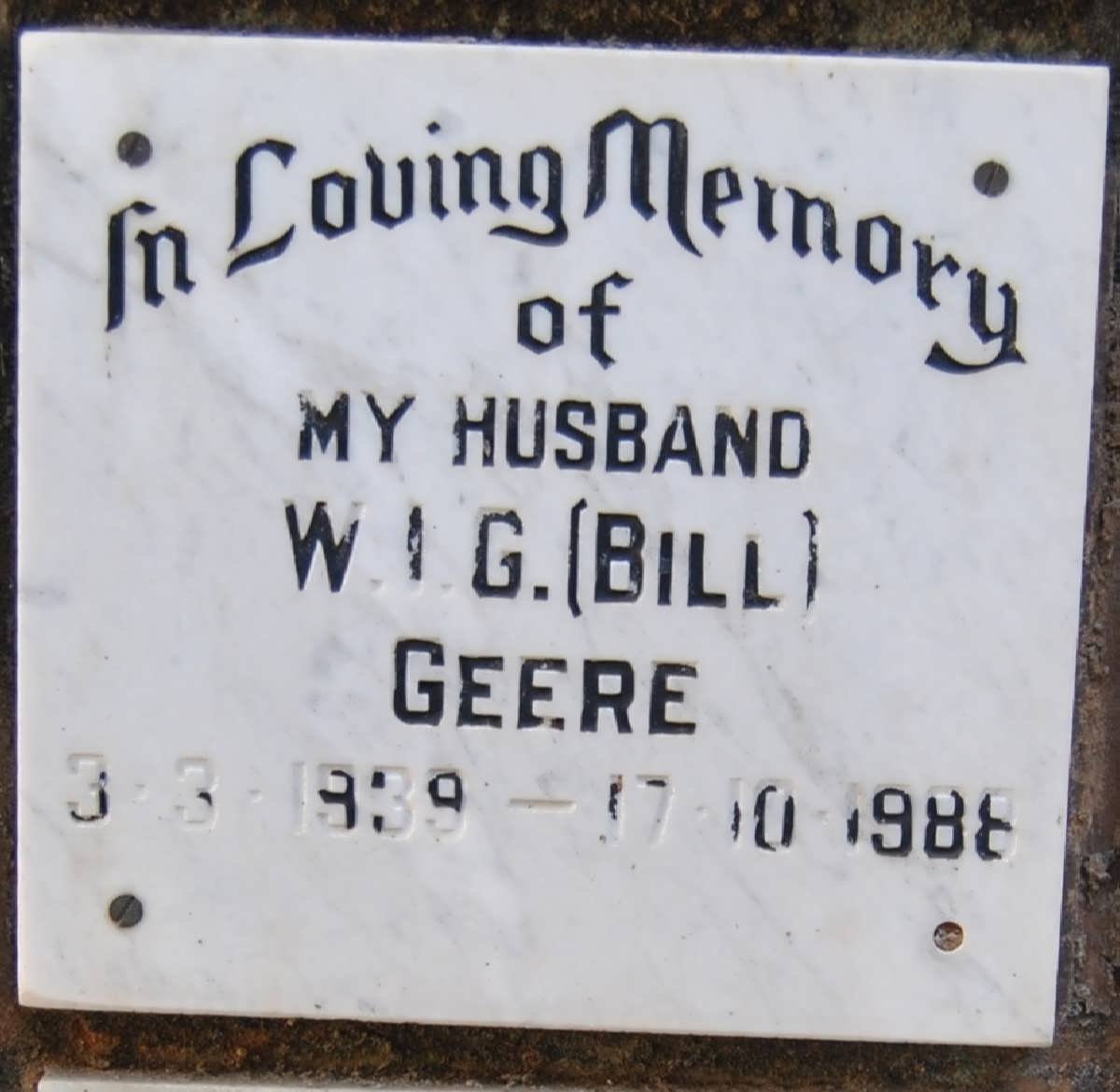 GEERE W.I.G. 1939-1988