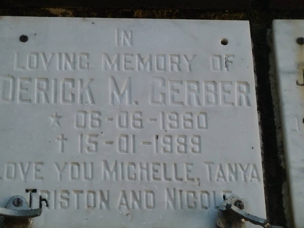 GERBER Derick M. 1960-1989
