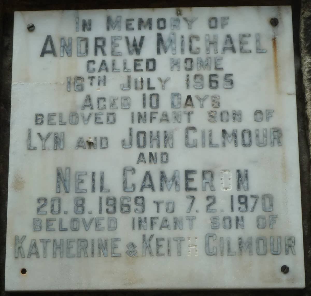 GILMOUR Andrew Michael -1965 :: GILMOUR Neil Cameron 1969-1970