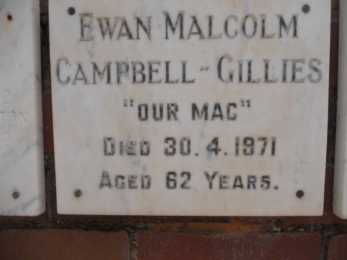 GILLIES Ewan Malcolm, Campbell -1971