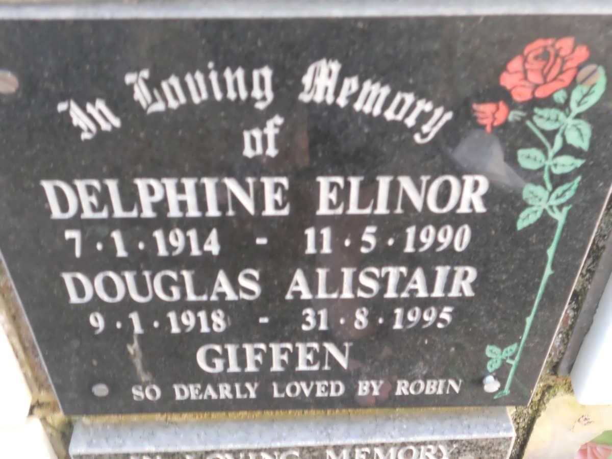 GIFFEN Douglas Alistair 1918-1995 &amp; Delphine Elinor 1914-1990