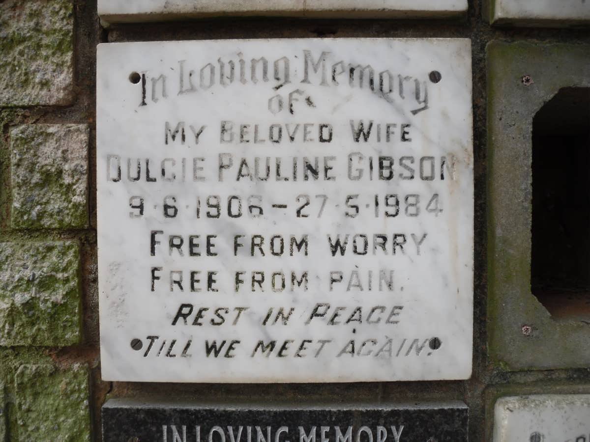 GIBSON Dulcie Pauline 1906-1984