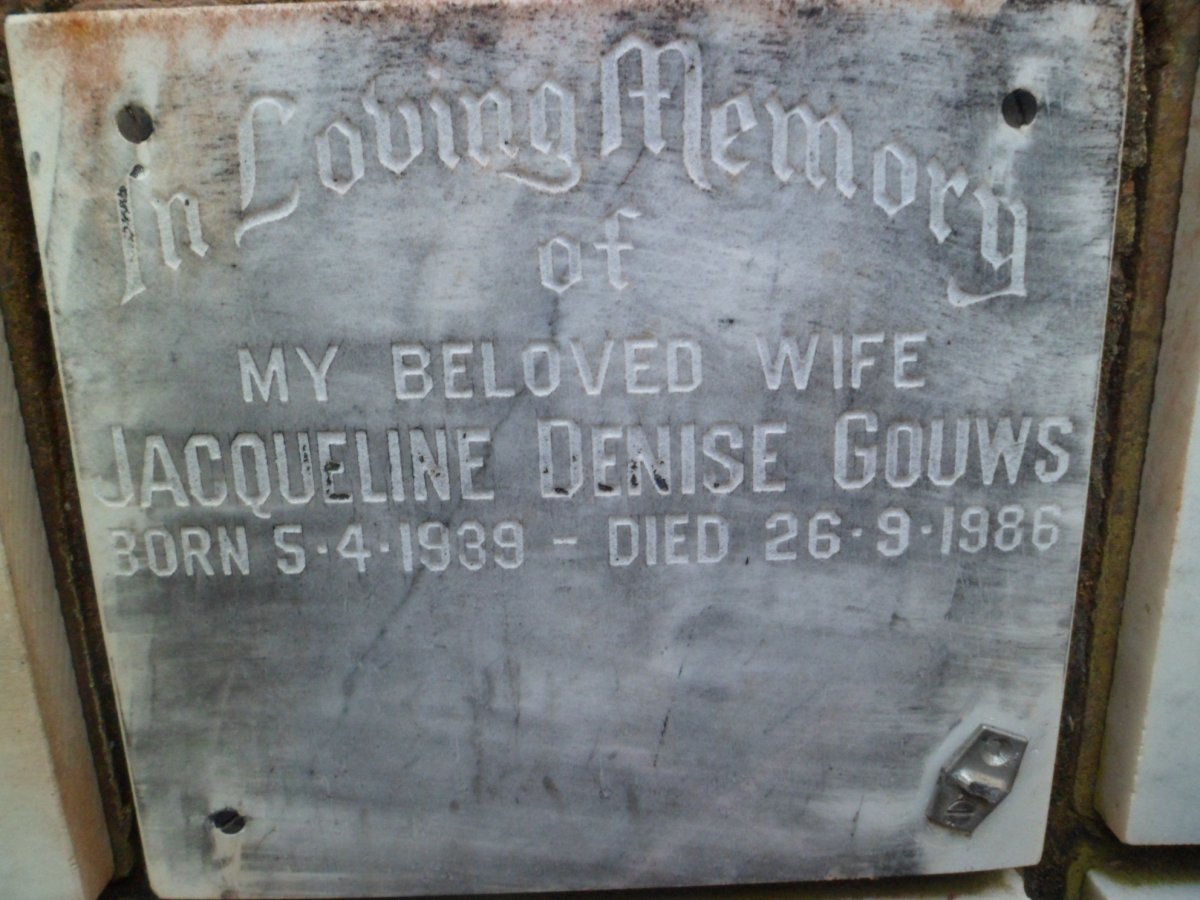 GOUWS Jacqueline Denise 1939-1986
