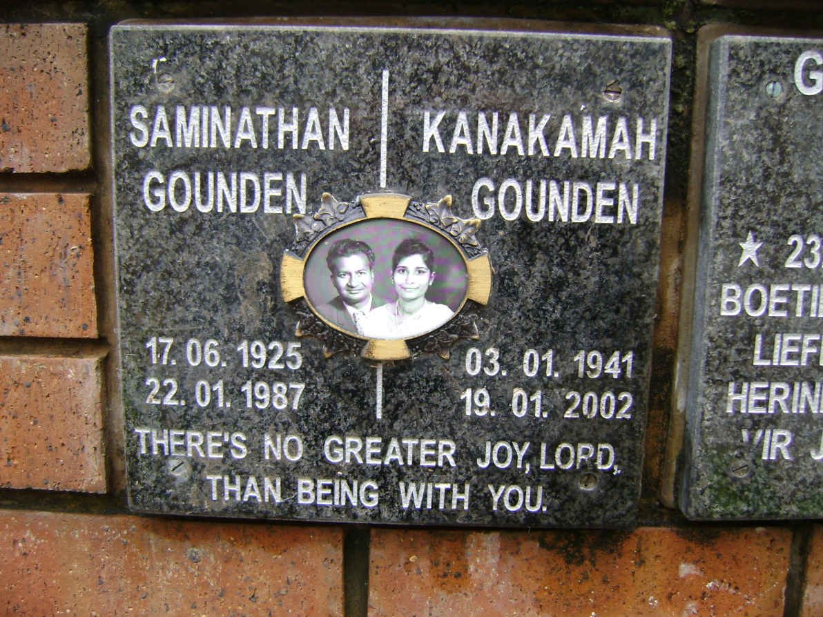 GOUNDEN Saminathan 1925-1987 &amp; Kanakamah 1941-2002