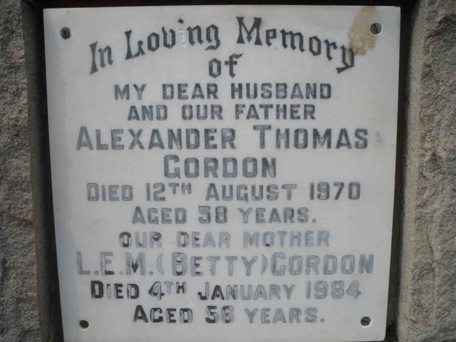 GORDON Alexander Thomas -1970 &amp; L.E.M. -1984