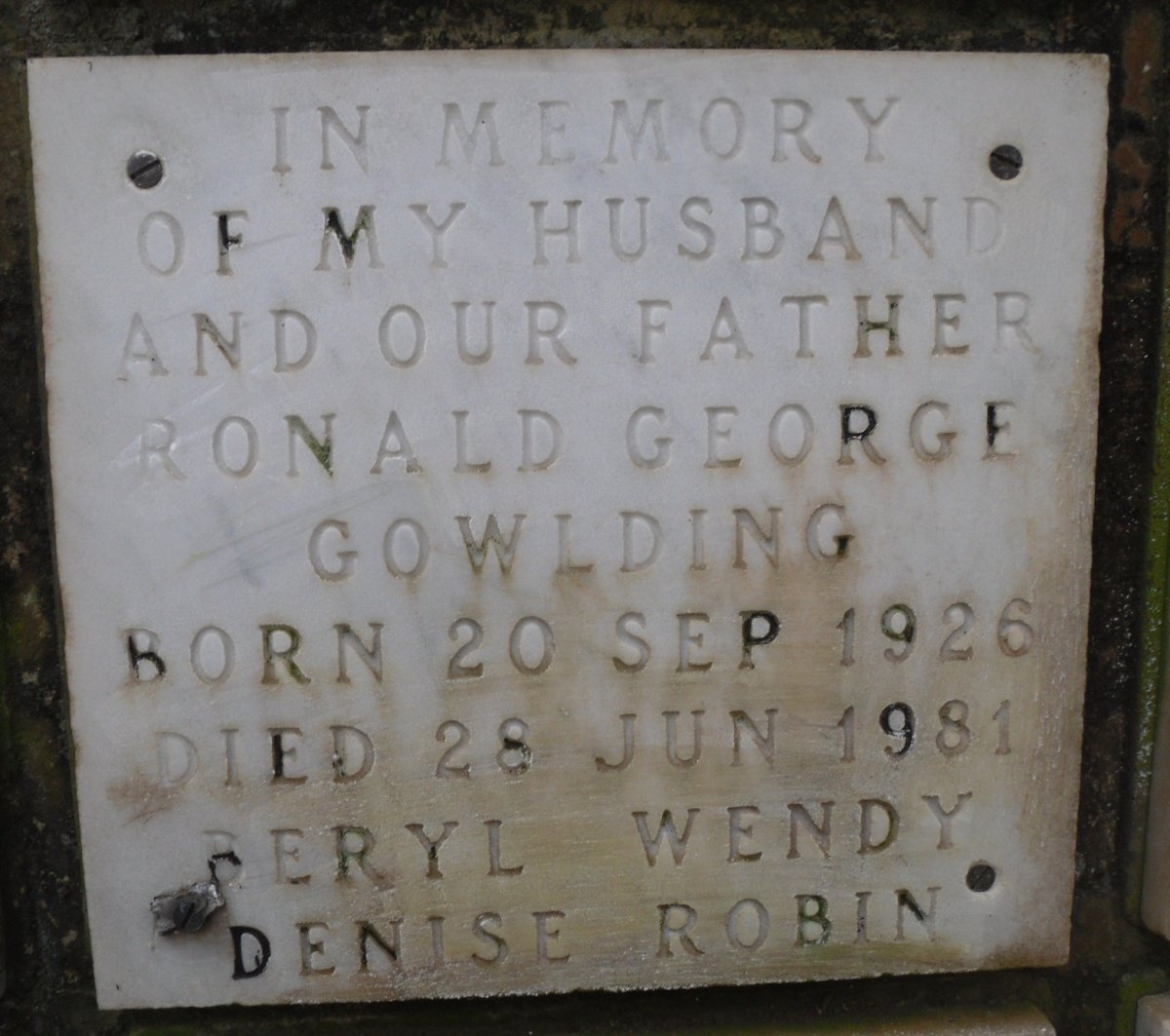 GOWLDING Ronald George 1926-1981