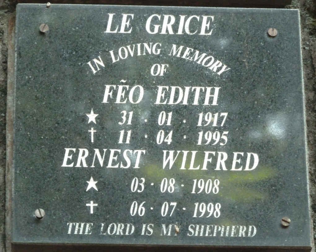 GRICE Ernest Wilfred, le 1908-1998 &amp; Fẽo Edith 1917-1995