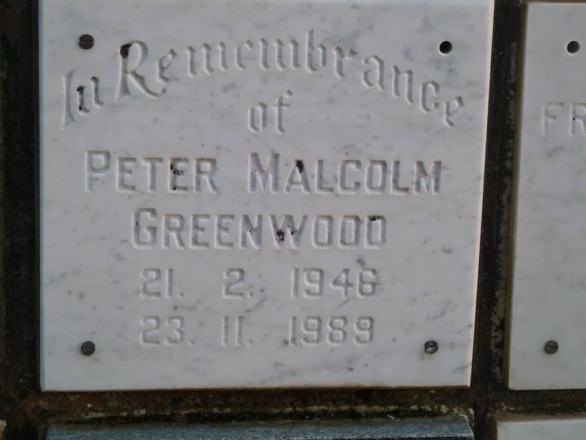 GREENWOOD Peter Malcolm 1946-1989