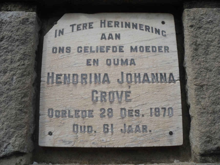 GROVÉ Hendrina Johanna -1970