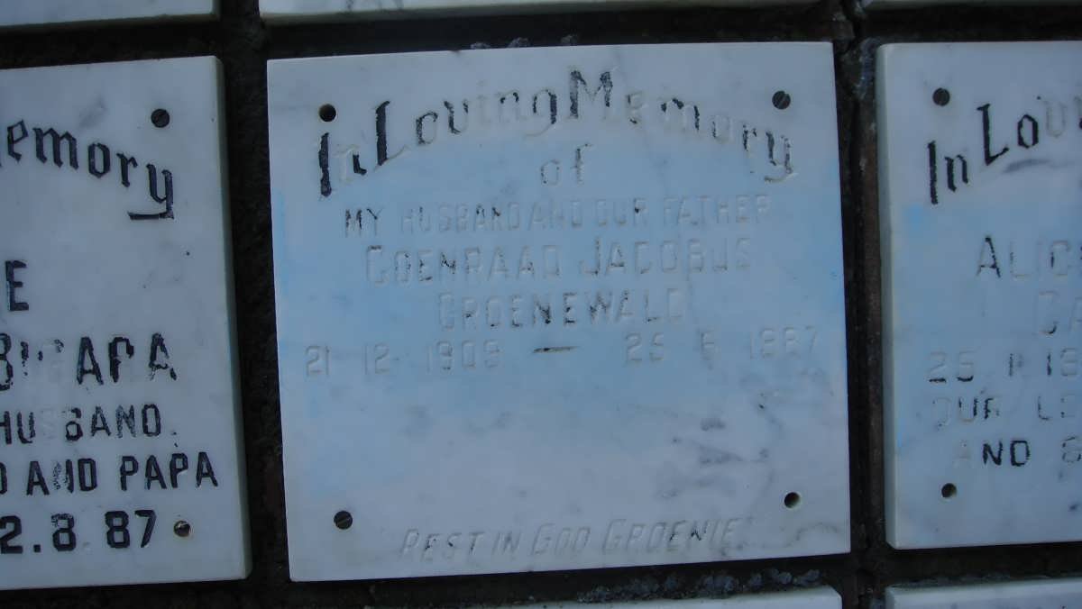GROENEWALD Coenraad Jacobus 1909-1987