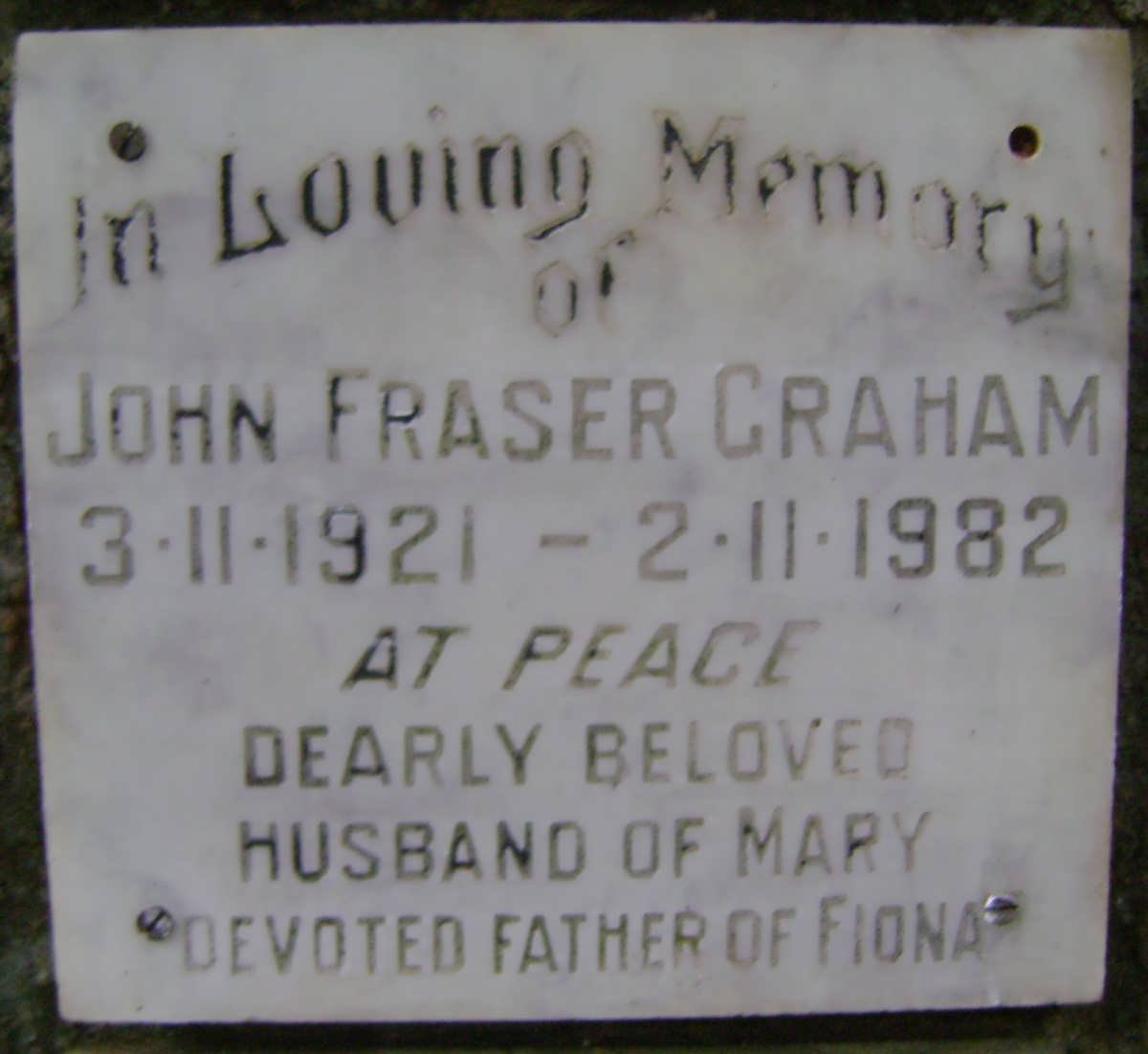 GRAHAM John Fraser 1921-1982