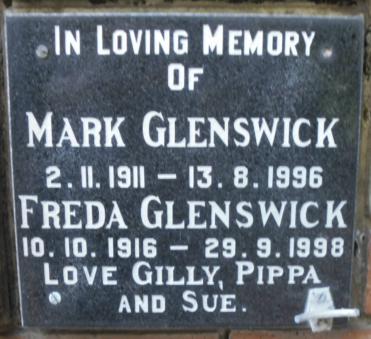 GLENSWICK Mark 1911-1996 &amp; Freda 1916-1998
