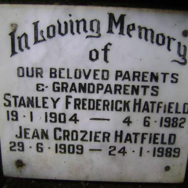 HATFIELD Stanley Frederick 1904-1982 &amp; Jean Crozier 1909-1989