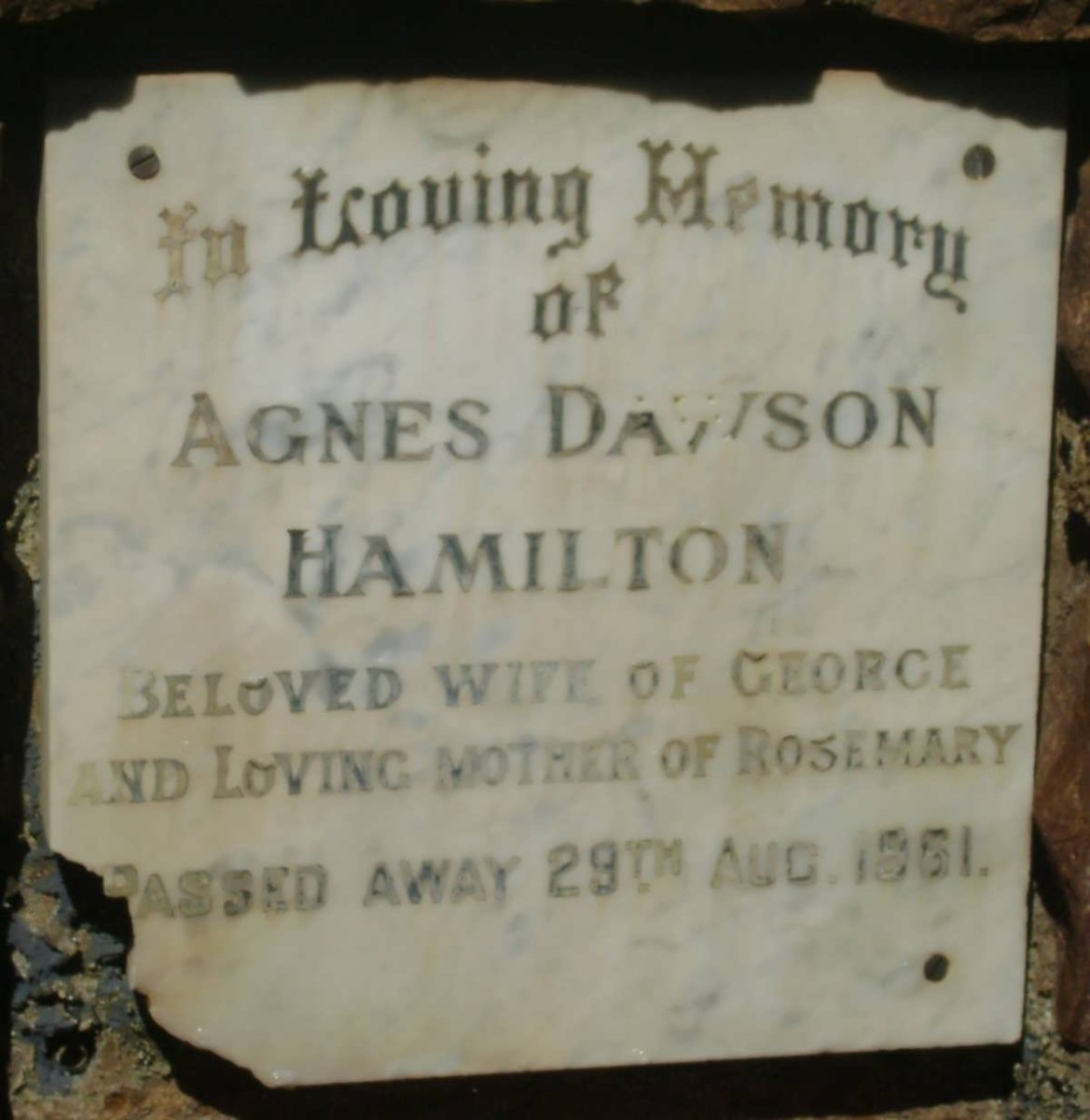 HAMILTON Agnes Dawson -1961