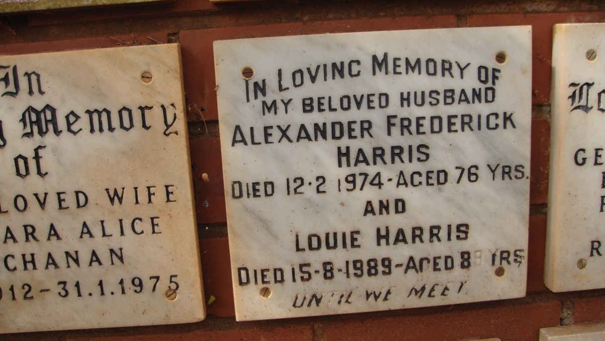HARRIS Alexander Frederick -1974 &amp; Louie -1989