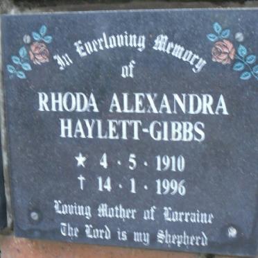HAYLETT-GIBBS Rhoda Alexandra 1910-1996