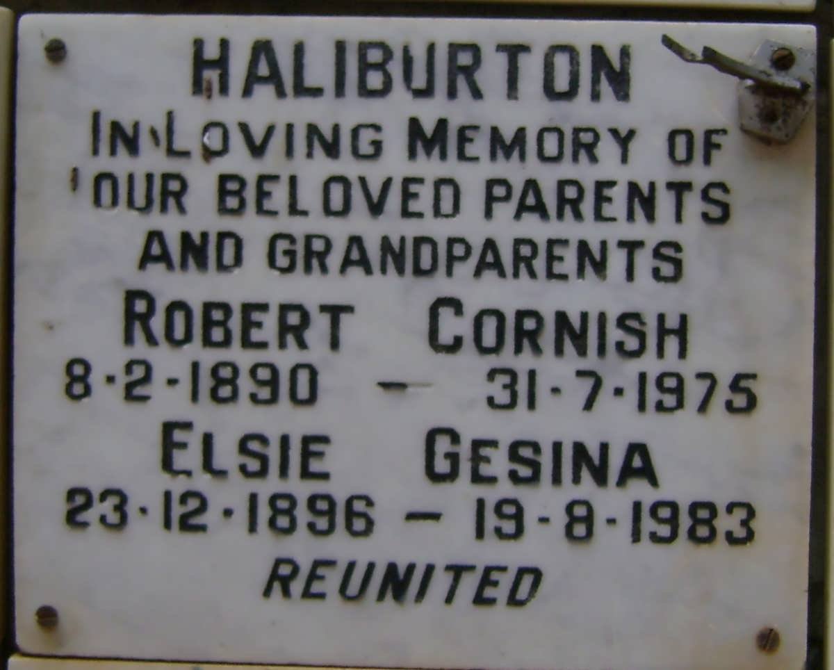 HALIBURTON Robert Cornish 1890-1975 &amp; Elsie Gesina 1896-1983