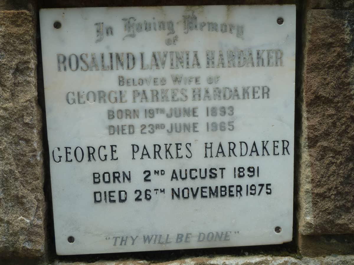 HARDAKER George Parkes 1891-1975 &amp; Rosalind Lavinia 1893-1965