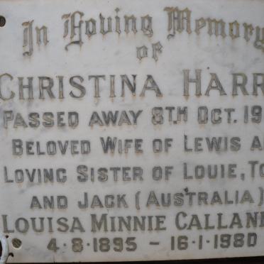 HARRIS Christina -1968 :: CALLANDER Louisa Minnie 1895-1980
