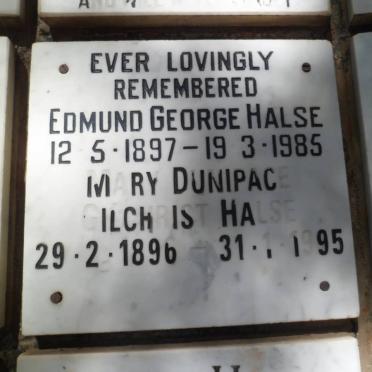 HALSE Edmund George 1897-1985 &amp; Mary Dunipace Gilchrist 1896-1995