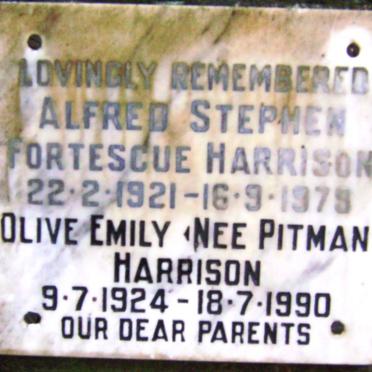 HARRISON Alfred Stephen Fortescue 1921-1979 &amp; Olive Emily PITMAN 1924-1990