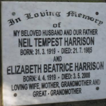 HARRISON Neil Tempest 1919-1985 &amp; Elizabeth Beatrice 1919-2008