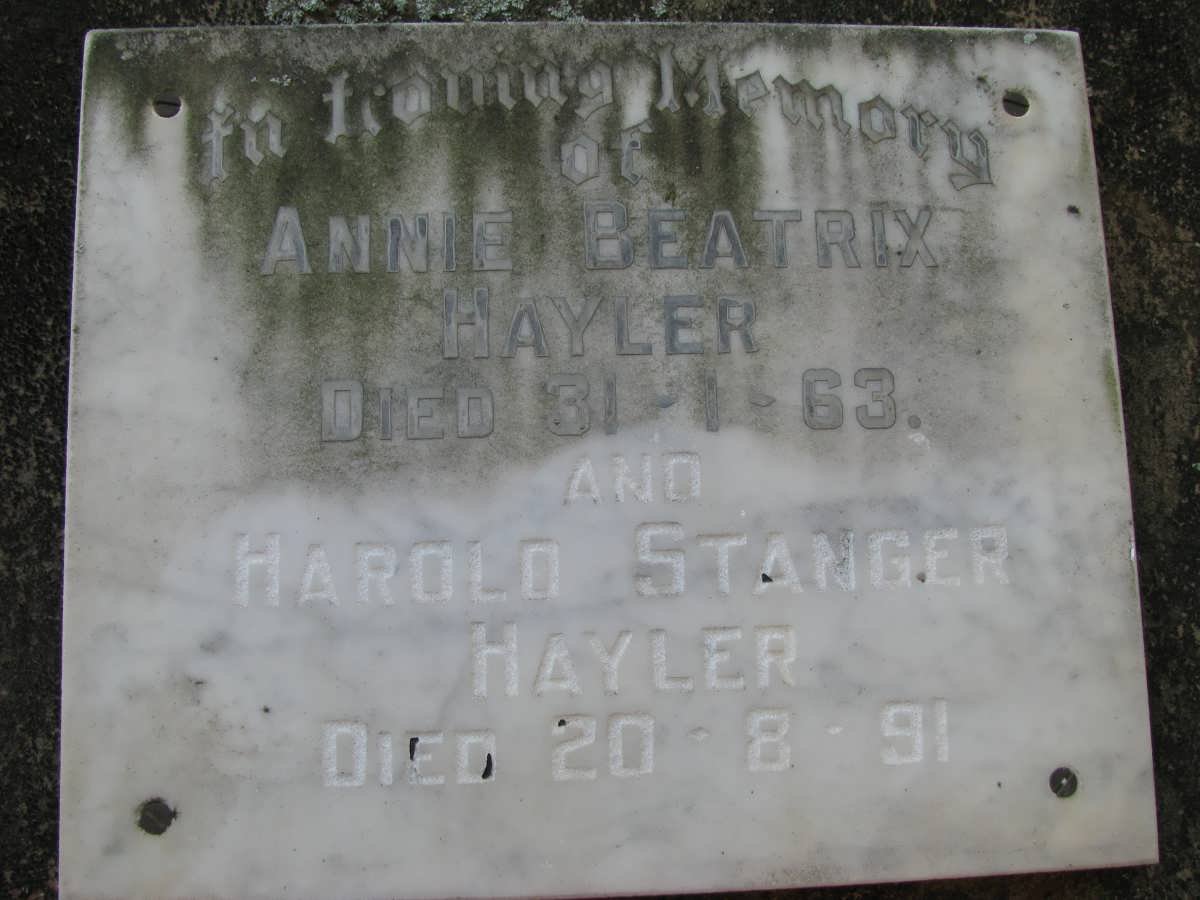 HAYLER Harold Stanger -1991 &amp; Annie Beatrix -1963