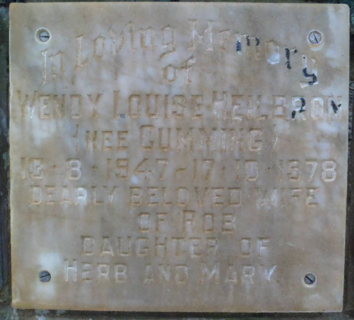 HEILBRON Wendy Louise nee CUMMING 1947-1978