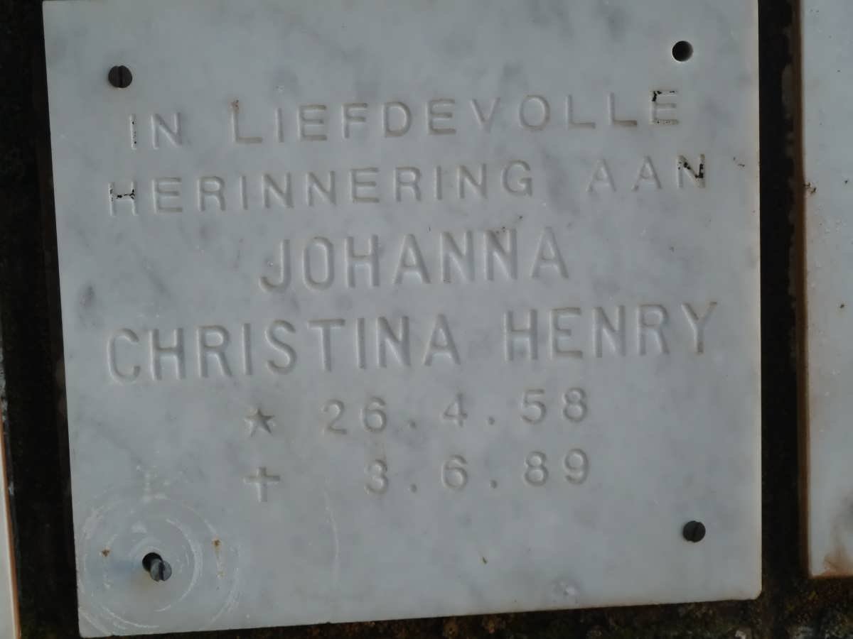 HENRY Johanna Christina 1958-1989
