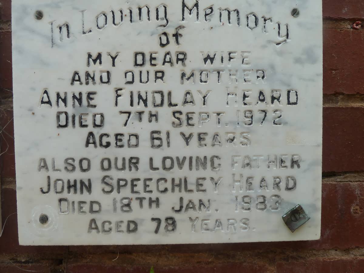HEARD John Speechley -1983 &amp; Anne FINDLAY -1972