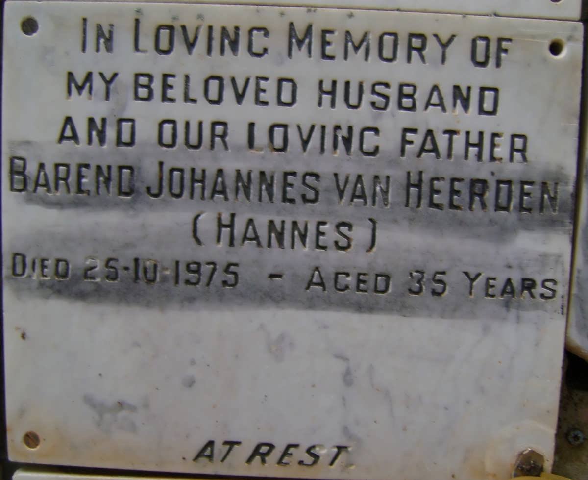 HEERDEN Barend Johannes, van -1975