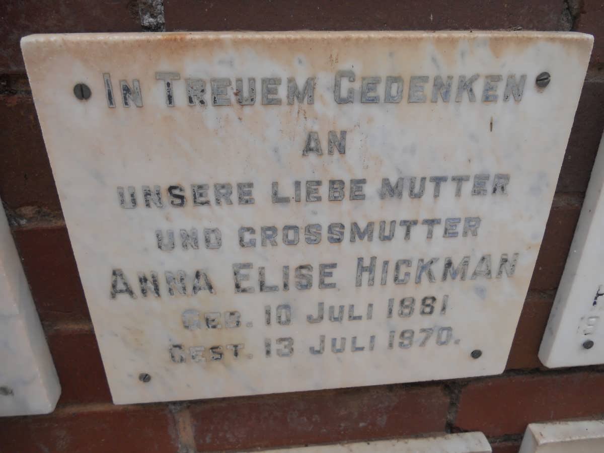 HICKMAN Anna Elise 1881-1970