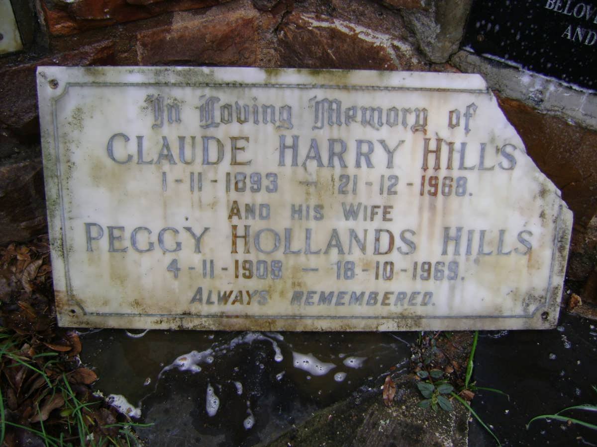 HILLS Claude Harry 1893-1968 &amp; Peggy Hollands 1908-1969