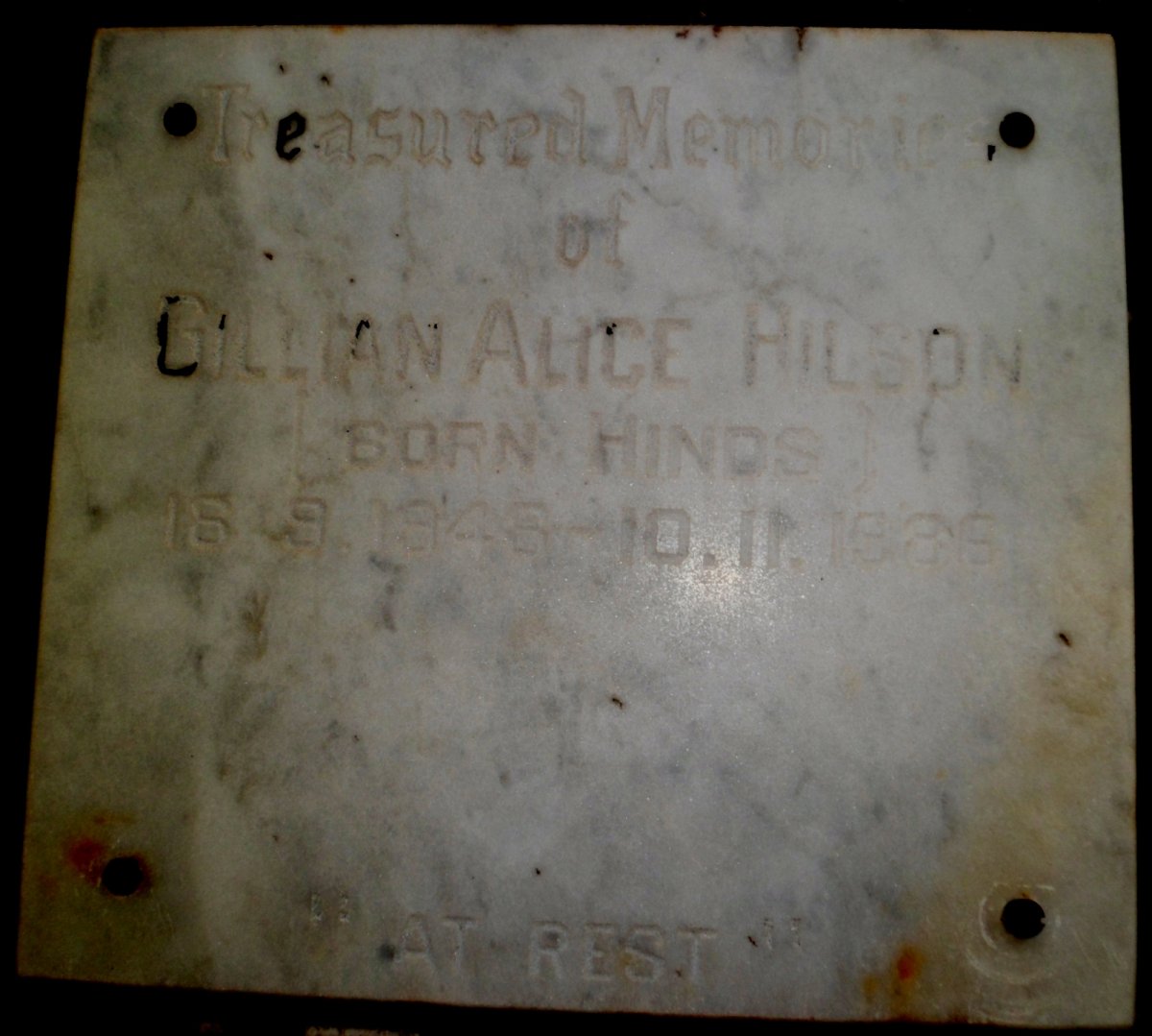 HILSON Gillian Alice nee HINDS 1948-1986