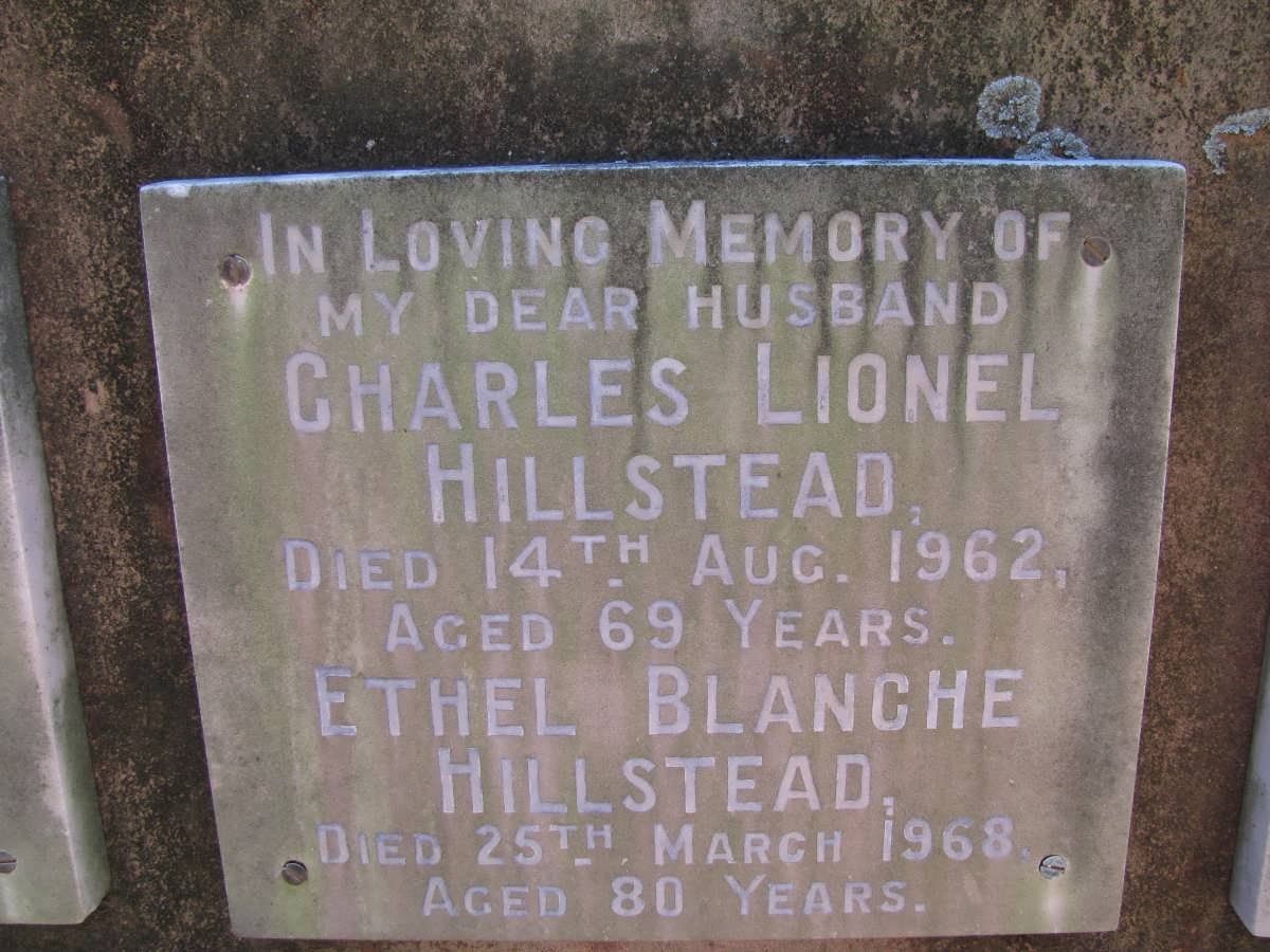 HILLSTEAD Charles Lionel -1962 &amp; Ethel Blanche -1968