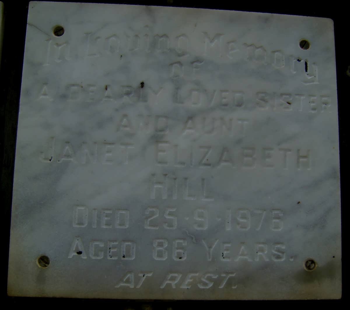 HILL Janet Elizabeth -1976