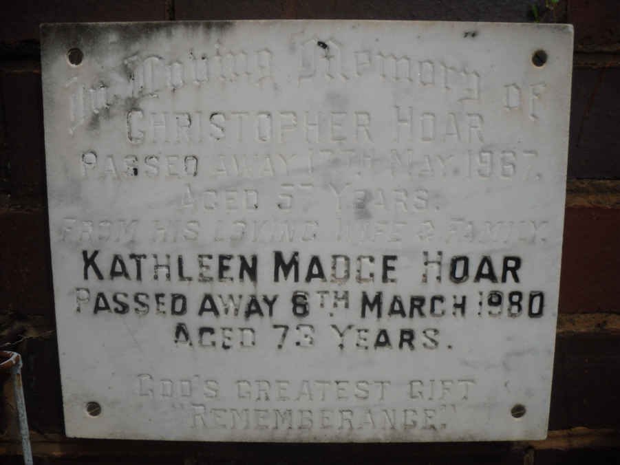 HOAR Christopher -1967 &amp; Kathleen Madge -1980