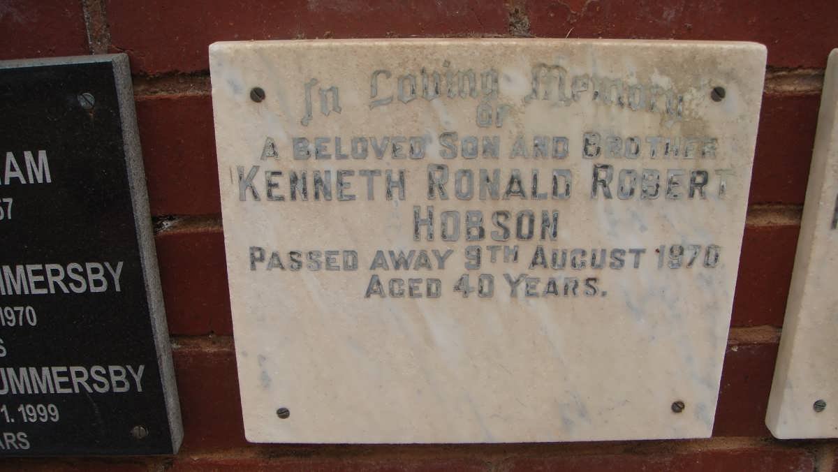 HOBSON Kenneth Ronald Robert -1970