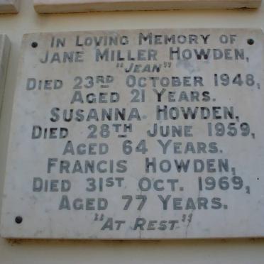 HOWDEN Francis -1969 &amp; Susanna -1959 :: HOWDEN Jane Miller -1948