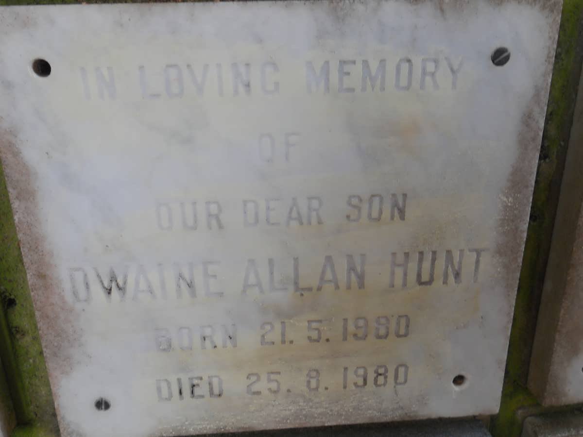HUNT Dwaine Allan 1980-1980