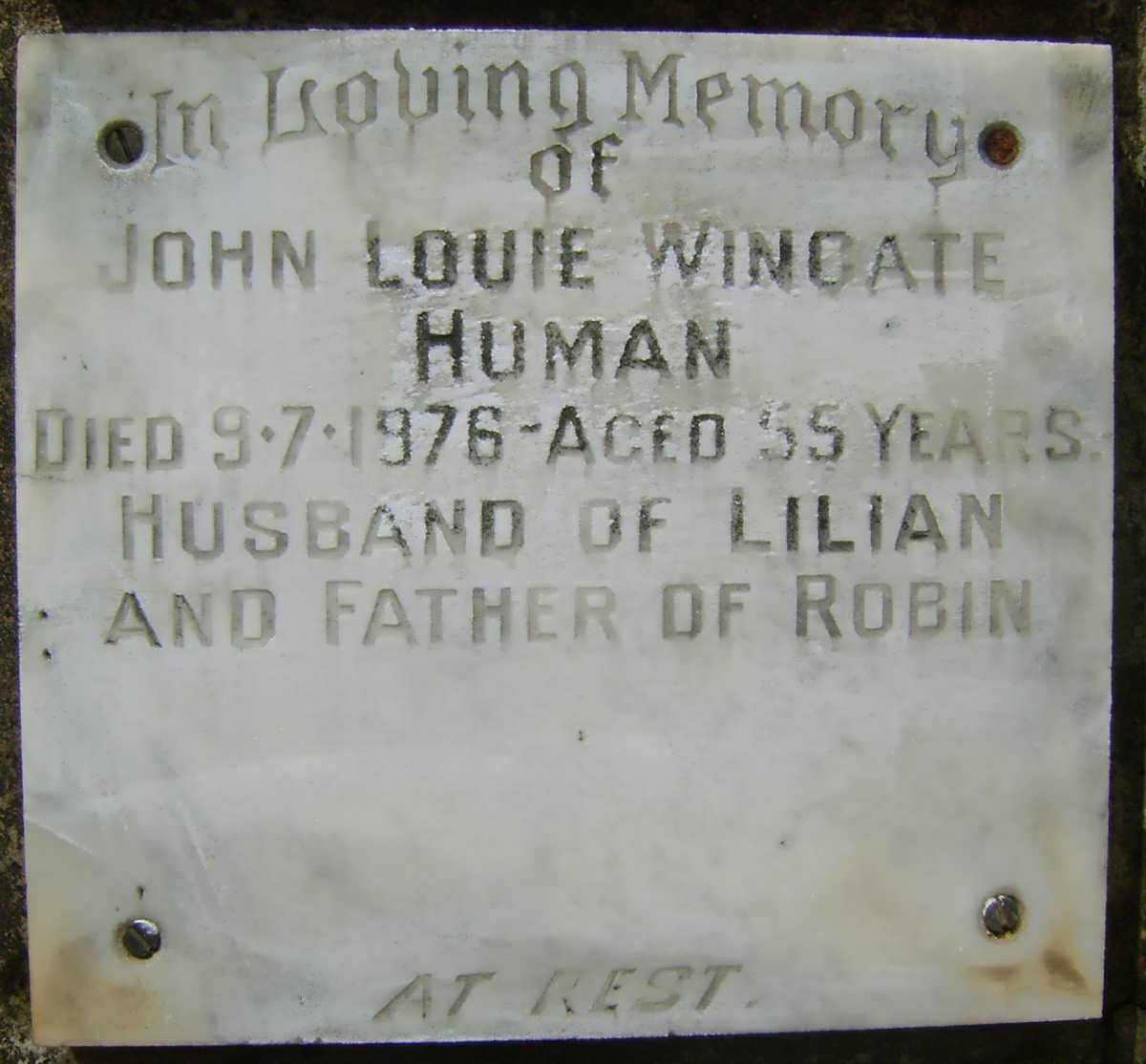 HUMAN John Louie Wingate -1976
