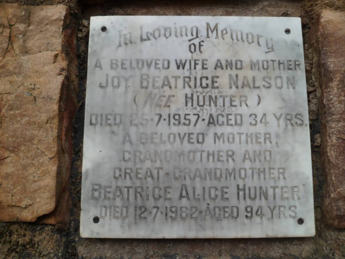 HUNTER Beatrice Alice -1982 :: NALSON Joy Beatrice nee HUNTER -1957